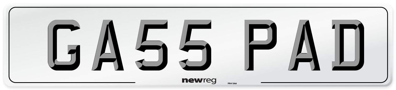 GA55 PAD Number Plate from New Reg